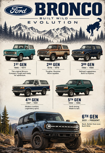 Ford bronco evolution poster - evolution,